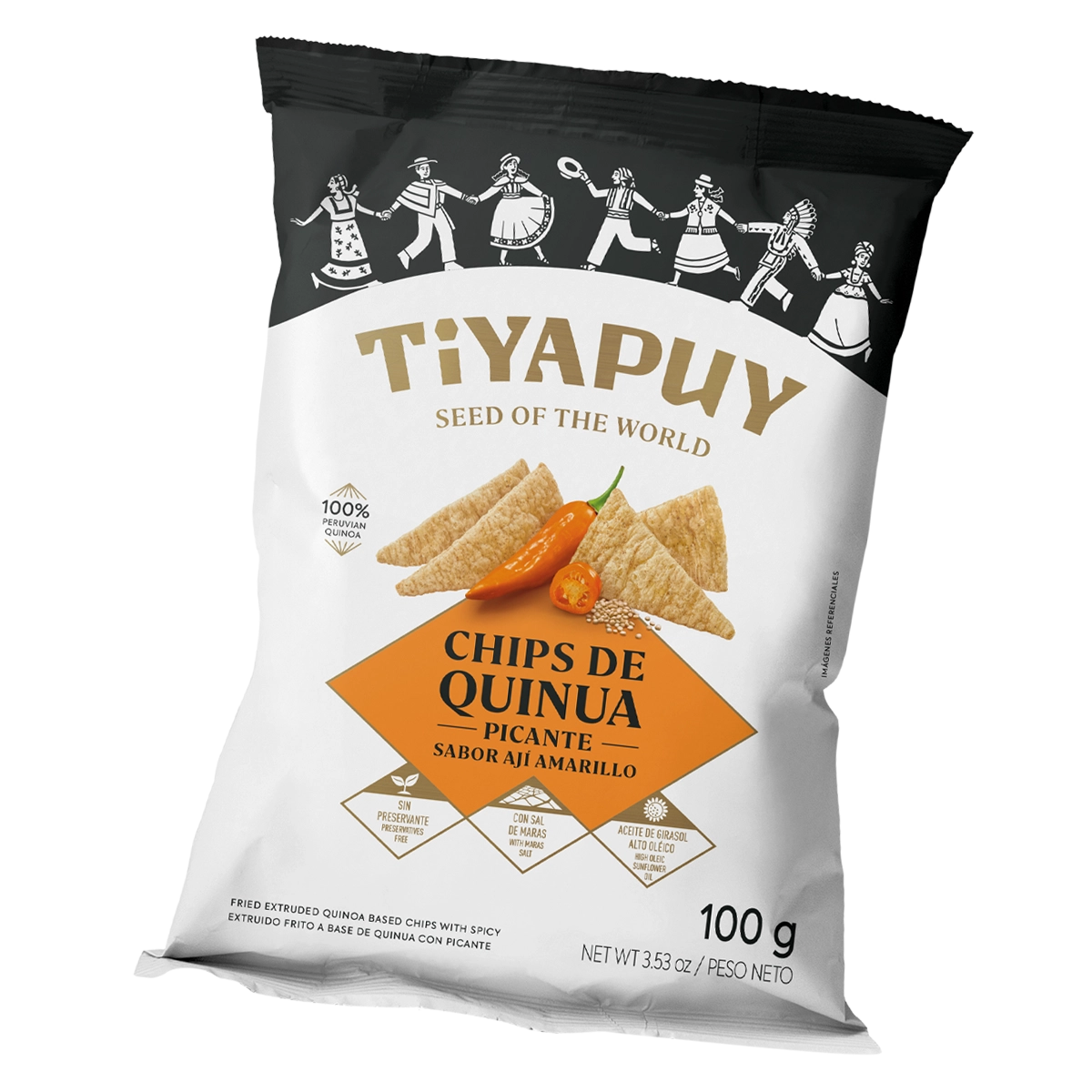 <br><br>CHIPS DE QUINUA SABOR PICANTE SABOR AJÍ AMARILLO